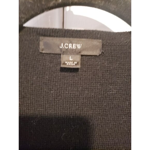 J Crew Sweater Open Cardigan Long Lagenlook Duster Black Sustainable L Merino - Picture 5 of 8